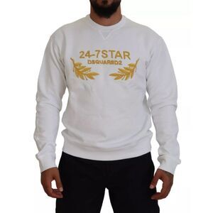 Dsquared² White Embroidered Crewneck Sweatshirt Men's Sweater